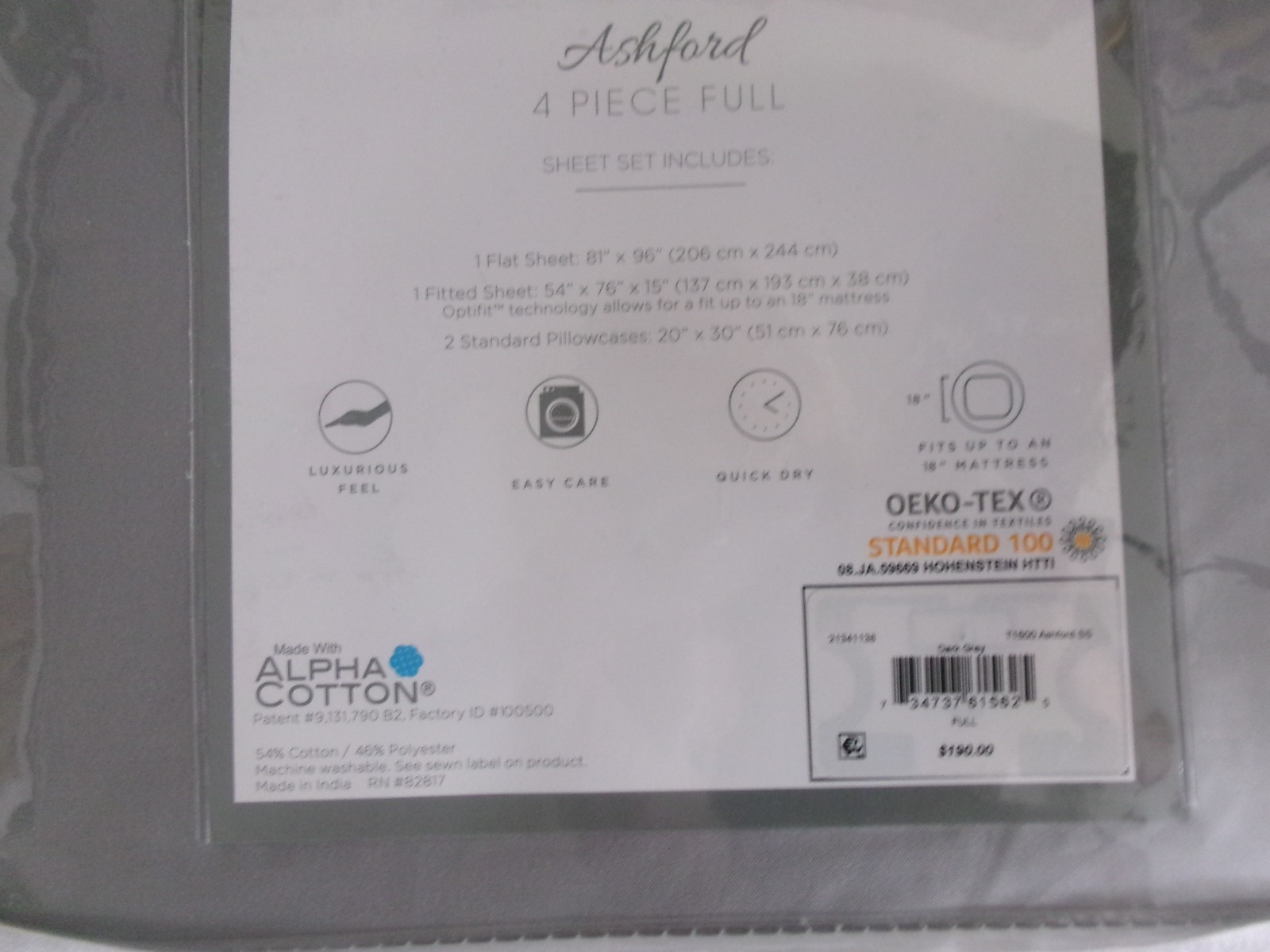 New Full size sheet set ** 1500 TC Cotton Blend *ret $190.* Solid Grey # 1005 gallery