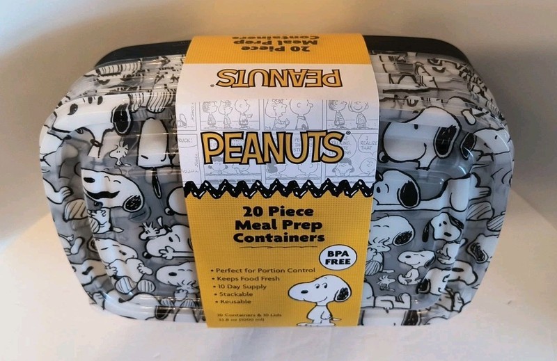 Peanuts SNOOPY Black & White 20 Piece Meal Prep Food Storage Containers New! gallery