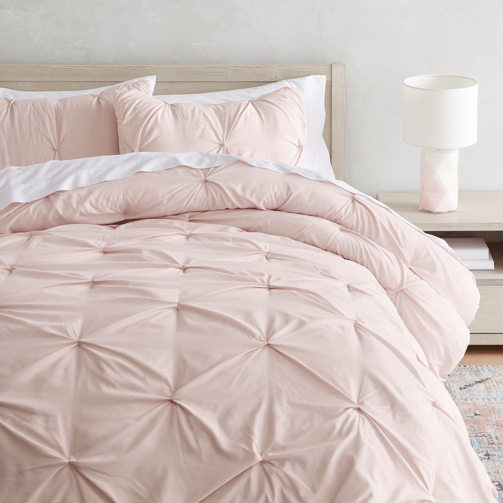 Best Seller Pottery Barn Microfiber Pintuck Comforter Powdered Blush Full/Queen gallery