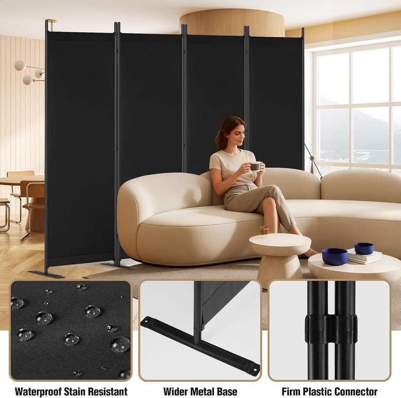 Room Divider 6 FT Folding Privacy Partition Screen Portable for Room Separation gallery