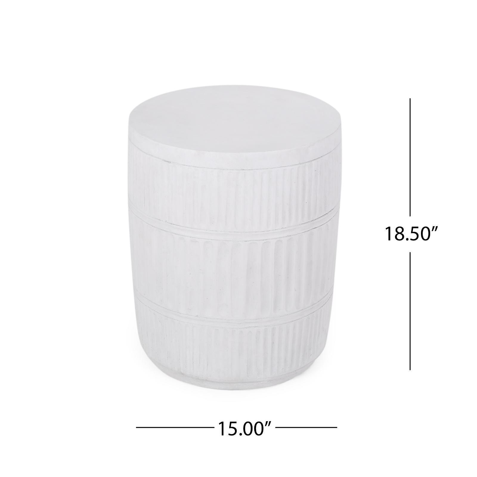 Minimalist Outdoor Side Table with Chic Fluted Design, Lightweight Concrete, No gallery