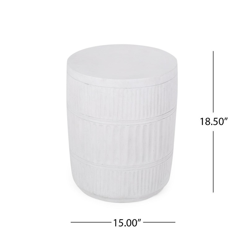 Minimalist Outdoor Side Table with Chic Fluted Design, Lightweight Concrete, No gallery