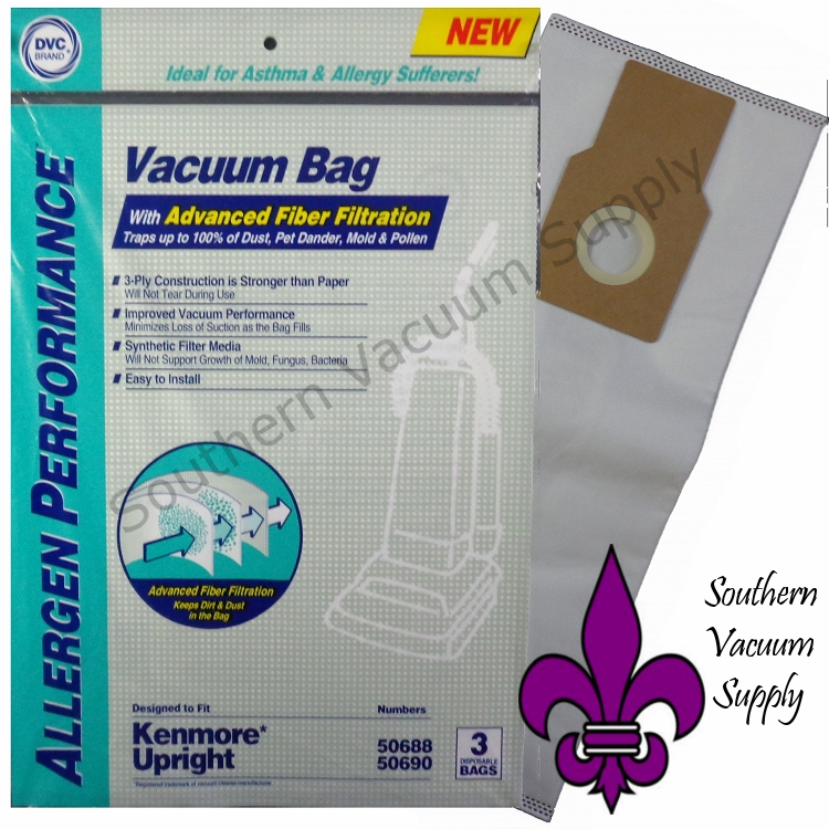 Kenmore CLOTH Vacuum Cleaner Bags Type U & O 50688, 50690, 5068 -Pack of 3 Bags gallery