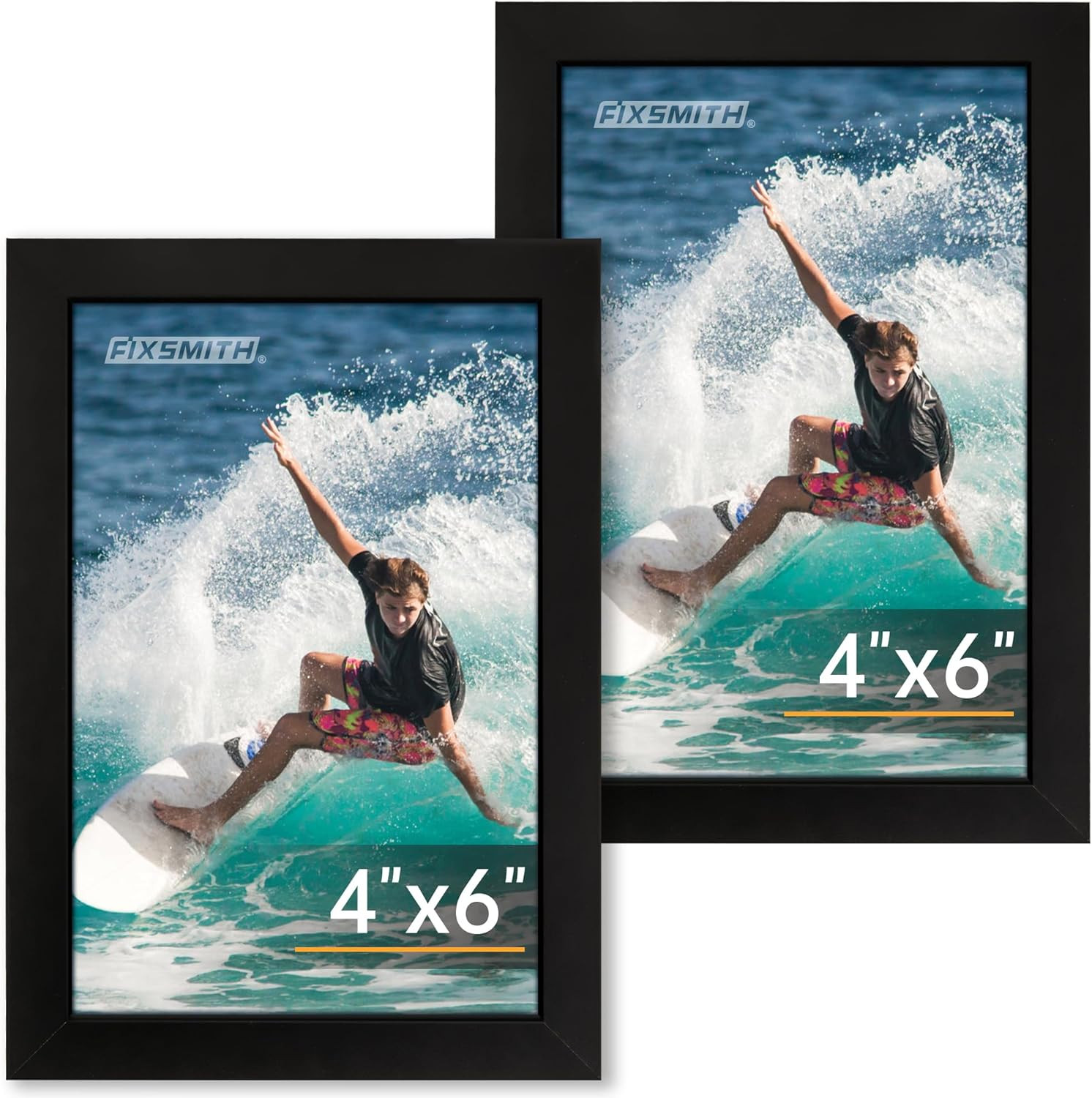 4"x6" Black Picture Frames Set MDF Wall or Tabletop Display Frames Set of 2 gallery