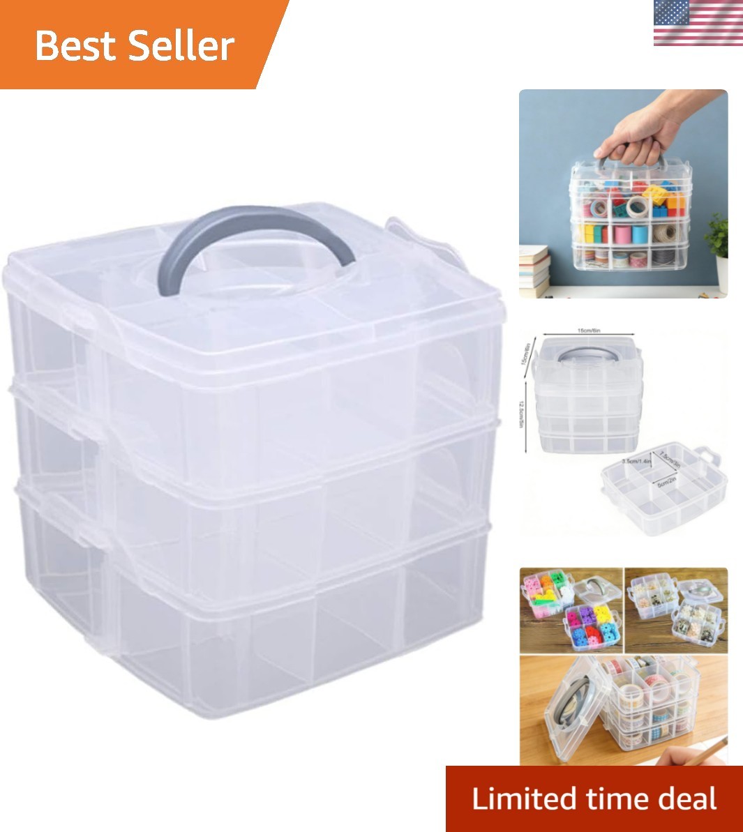 Effortless Organization with 3-Tier Transparent Compartment Box - 27 Sections gallery