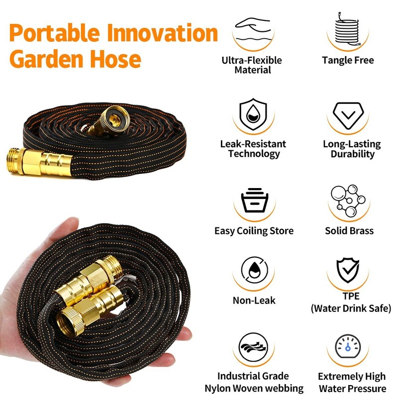 10FT Lightweight Flexible Garden Hose,Non-Slip 10 FT, OrangeBlack gallery