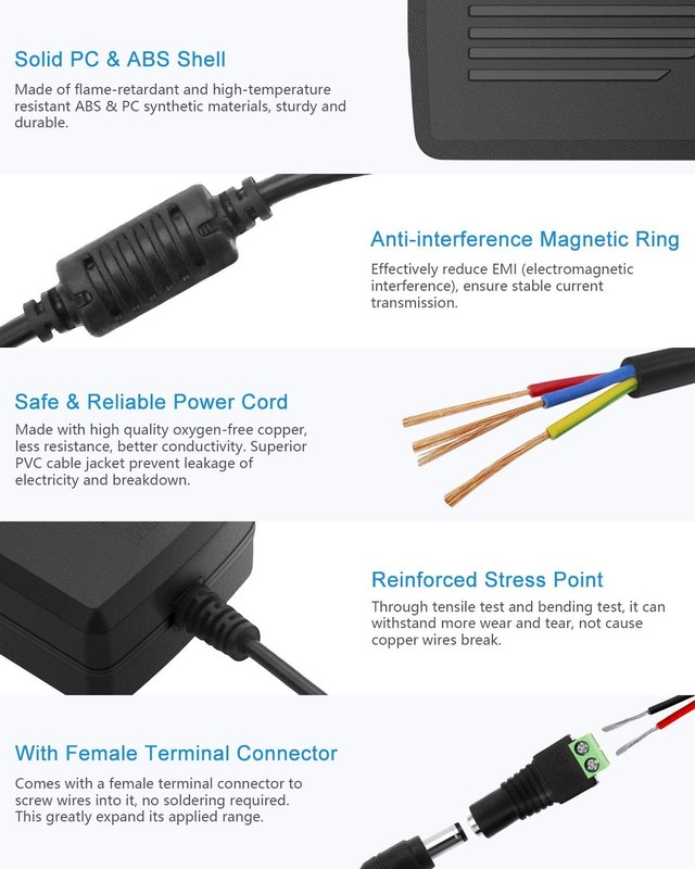 Universal DC 12V 5A Adapter – Perfect for LED Strips, Audio Amps & More gallery