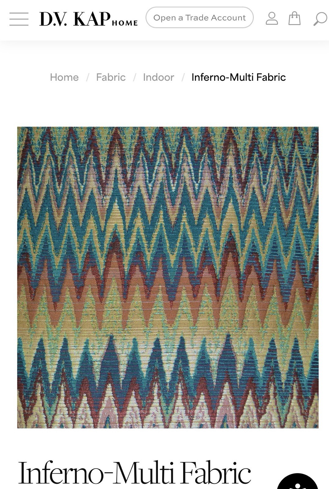 D.V. Kap Home Inferno Multi-Color Throw Pillow Zig Zag like Missoni 18” gallery