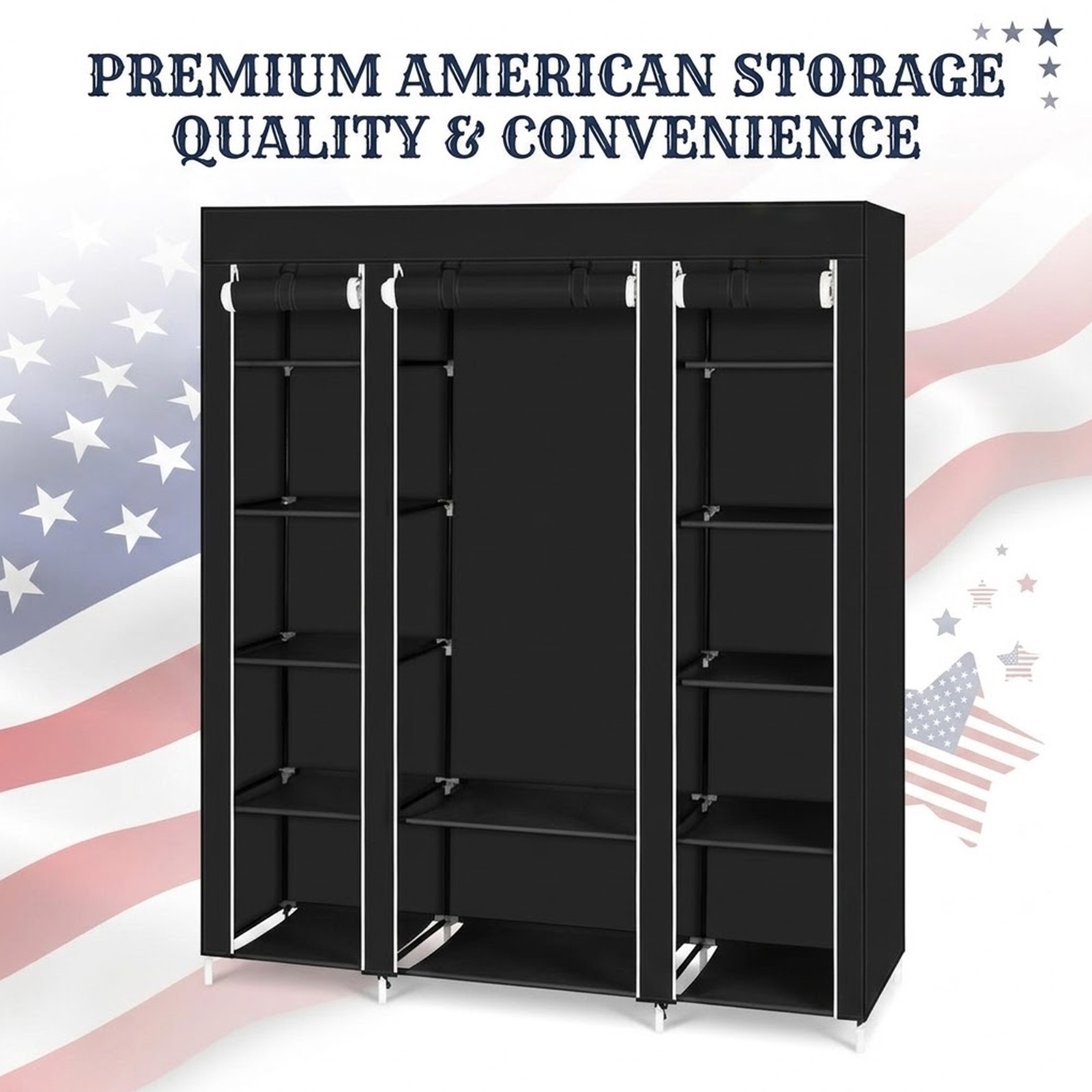 Portable Clothes Organizer Closet, Tool Free Install, Sturdy Frame, For Bedroom gallery