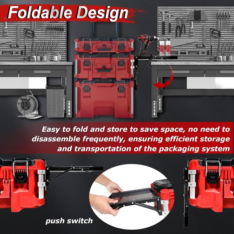 Folding Table Fits for Milwaukee Packout Toolbox,Powerful Magnetic Tool Tray Sid gallery