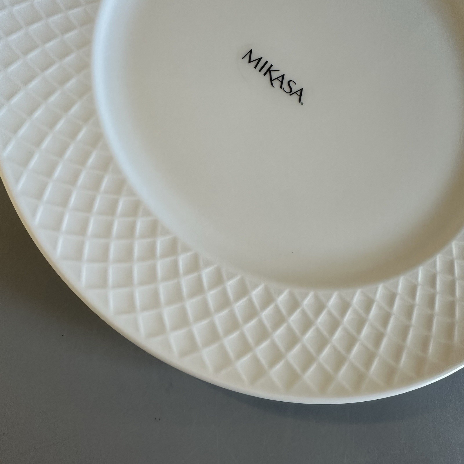 4 Mikasa Trellis Dinner Plates Bone China White 11" NEW Plate Set of 4 gallery