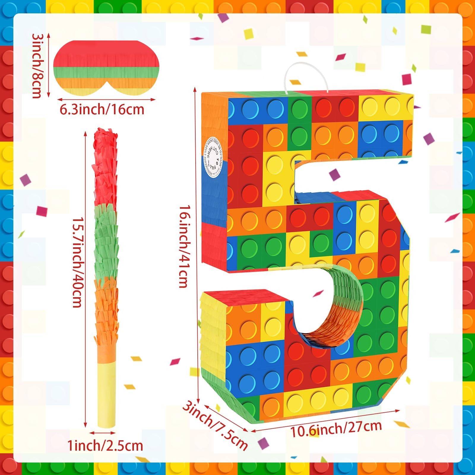 Lemicin Number 5 Pinata Building Blocks 5Th Birthday Party Decorations Stick gallery