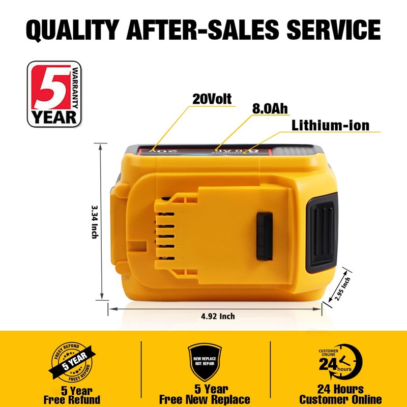 2Pack Lithium Ion Battery For DeWalt 20V 20 Volt Max 8.0AH DCB205 DCB206 DCB200 gallery