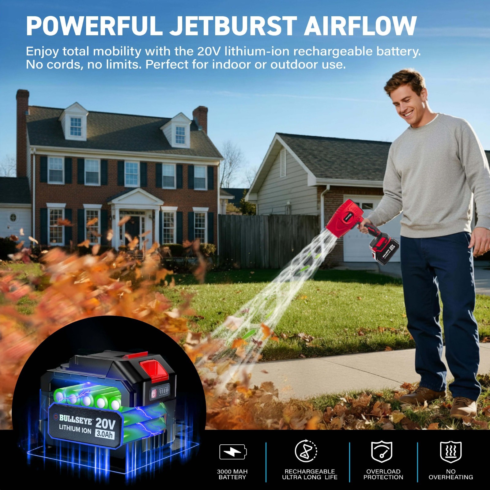 Bullseye Blower Rechargeable Cordless Leaf Dust Air Blaster 21,000 RPM with 20V gallery