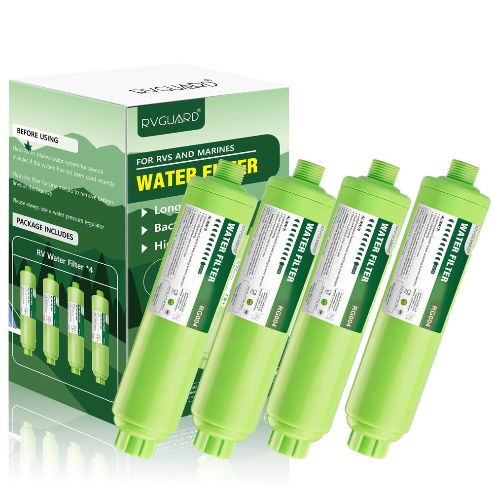 Inline RV Water Filter Reduces Odors, Bad Taste, Rust & Chlorine 4 Pack