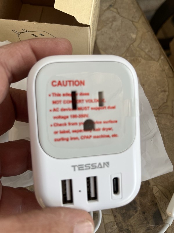 2 Tessan Power Plug Adapters w 4 Outlets+ 2USB+C for US Travel to Europe gallery