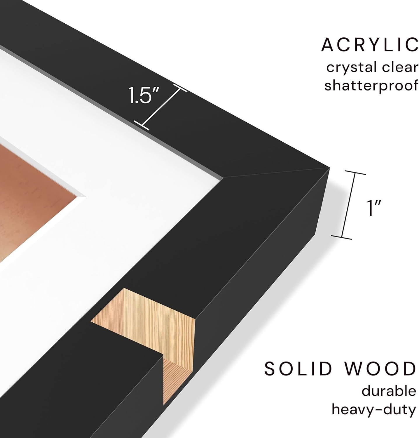 Frame Amo 36x50 Solid Wood Poster Frame Black Mat for 30x40 Gallery Wall Frame gallery