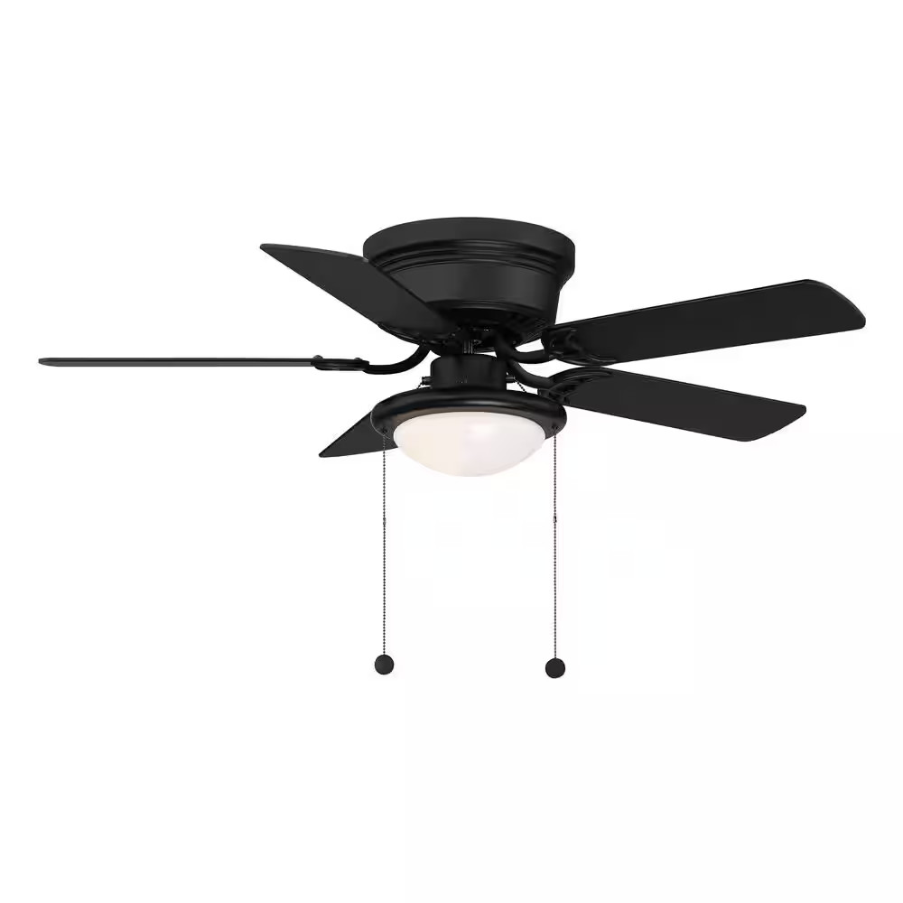 Hugger 44 In. LED Indoor Matte Black Ceiling Fan with Light Kit gallery