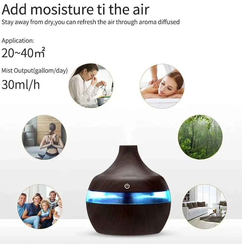1pc 300ml Ultrasonic Aroma Diffuser & Cool Mist Humidifier - NEW gallery