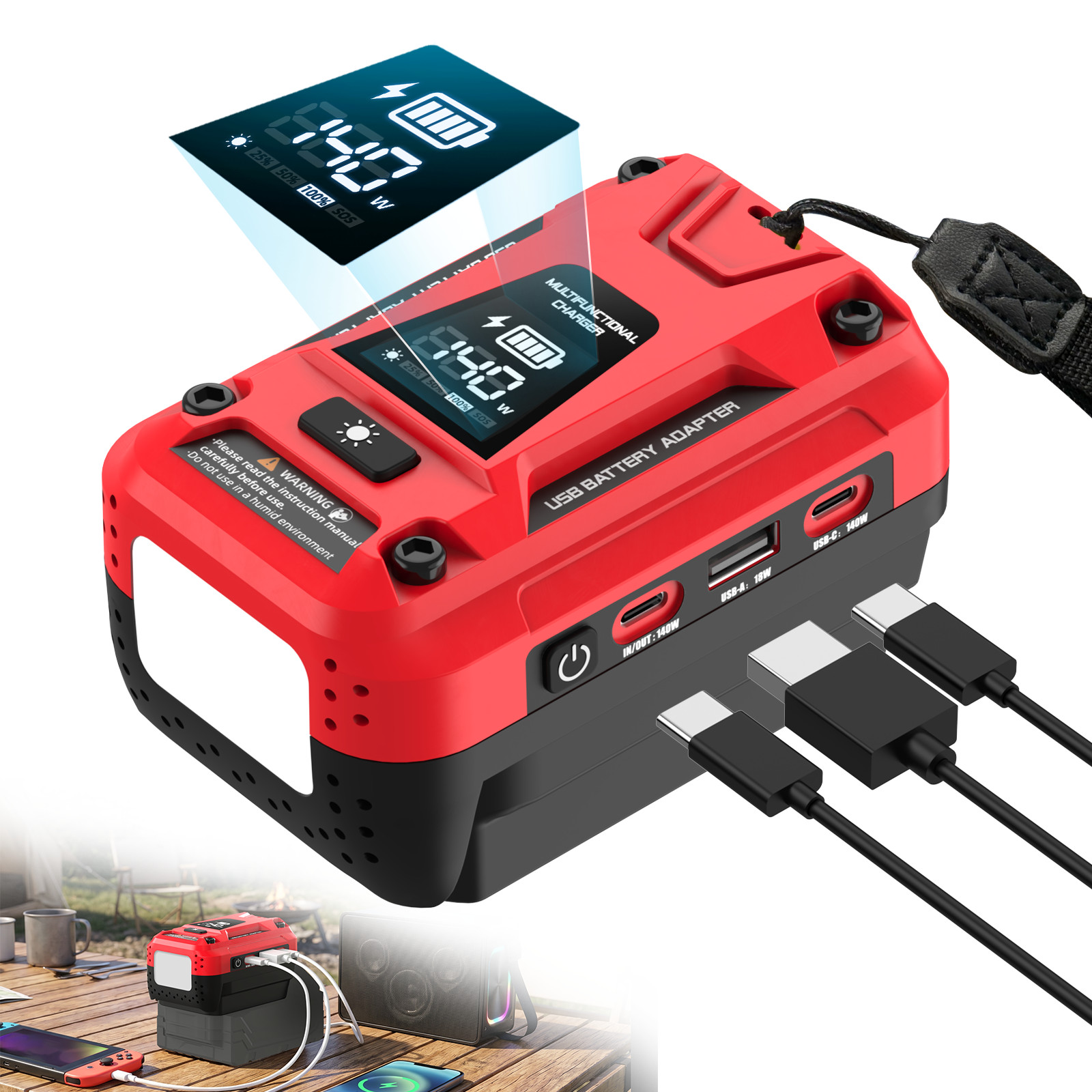 Portable Multi-Function Battery Charger for Milwaukee 18V Battery USB-C Adapter gallery