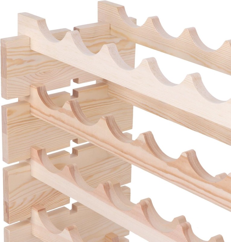 ZENY 96 Bottles Holder Wine Rack Stackable Storage - Pinewood gallery