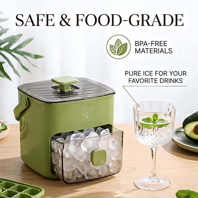 Portable Ice Cube Maker Machine with One-Touch Press Double Layer 48 Ice Cubes gallery
