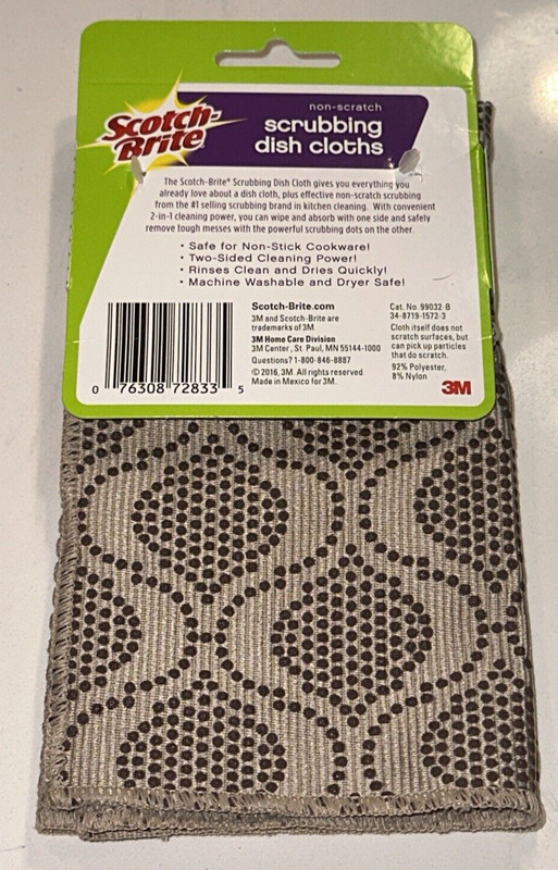 3M Scotch-Brite Non-Scratch GRAY Scrubbing Dish Cleaning Cloths Scrubbing Power gallery