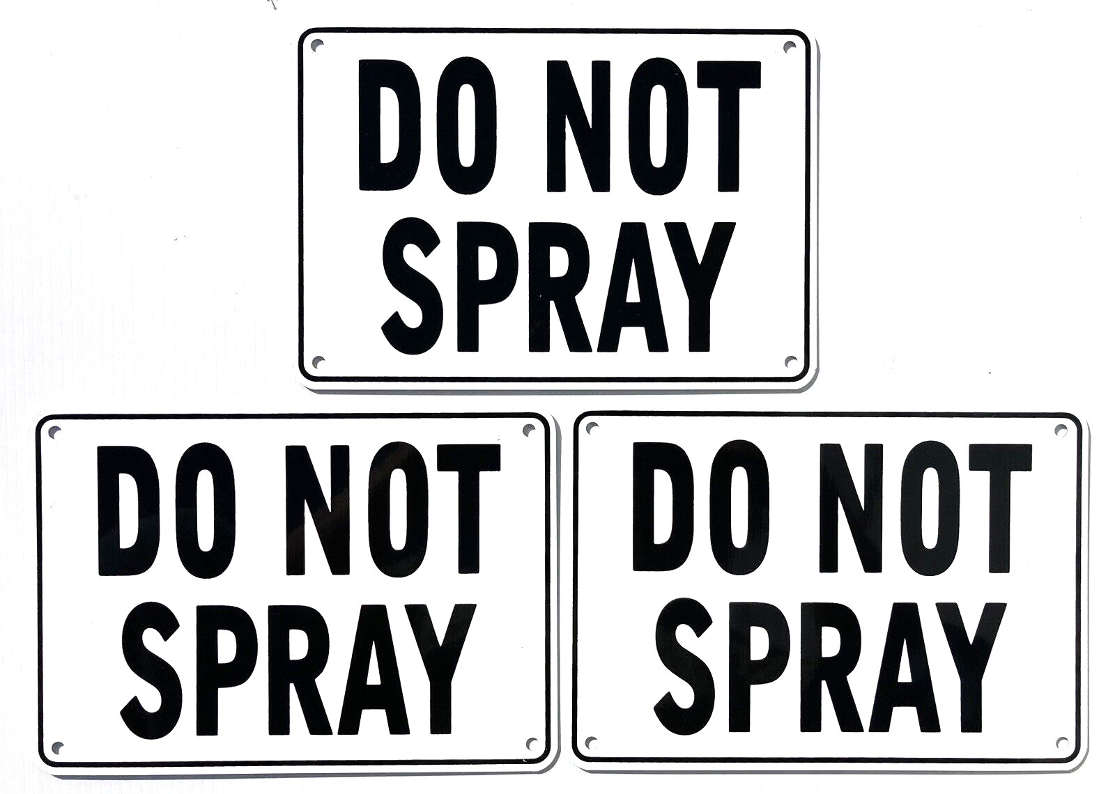 "DO NOT SPRAY" WARNING SIGN, 3 SIGN SET, METAL gallery