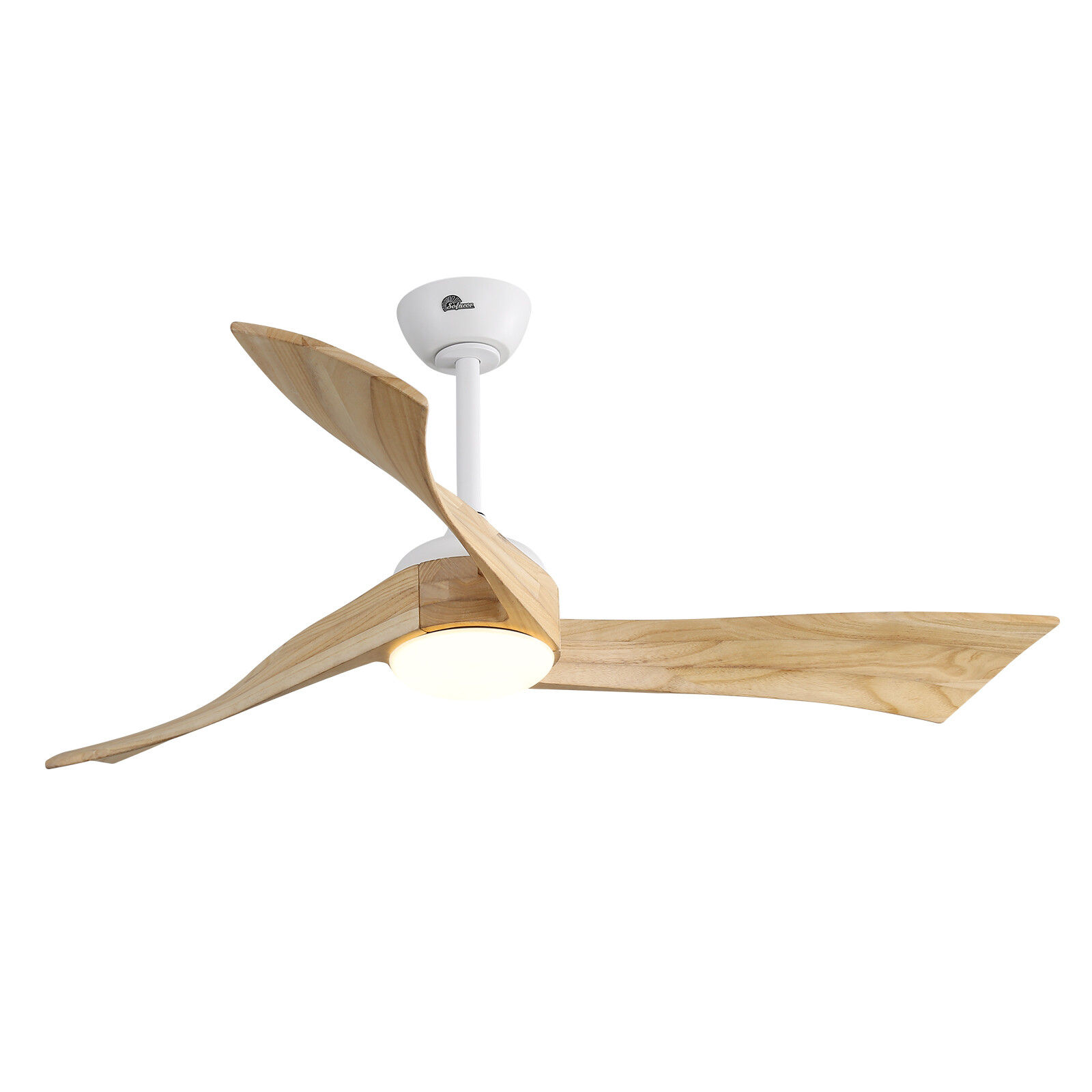 52'' Curved Solid Wood Ceiling Fan with LED Light and Remote 6 Speeds/Quiet DC gallery