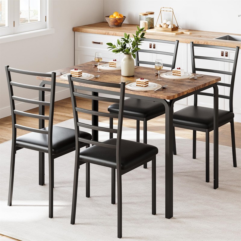 ☑️Dining Table Set for 4 Table and Chairs Upholstered Seat Dinette Furniture gallery