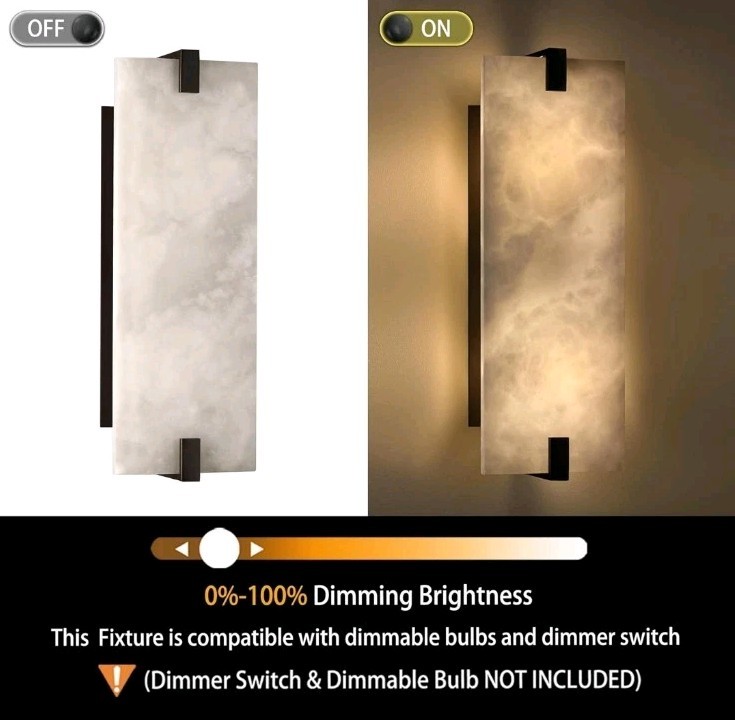 15.7" Natural Square Alabaster Marble Wall Sconce Modern Concise Style Oil Rubbe gallery