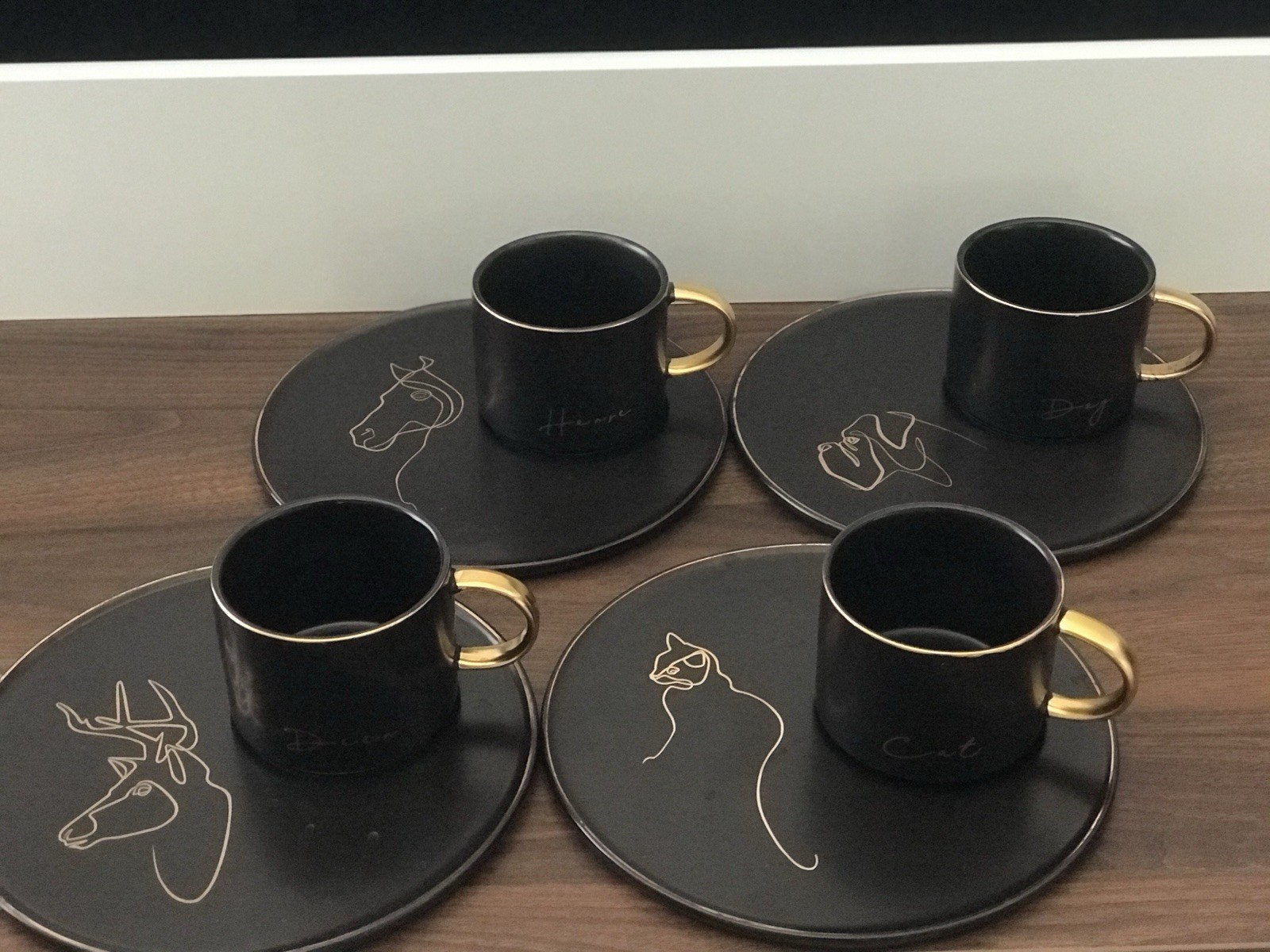 Ceramic Black Gold Coffee Cup Set Mug Saucer English Afternoon Modern Tea Set gallery