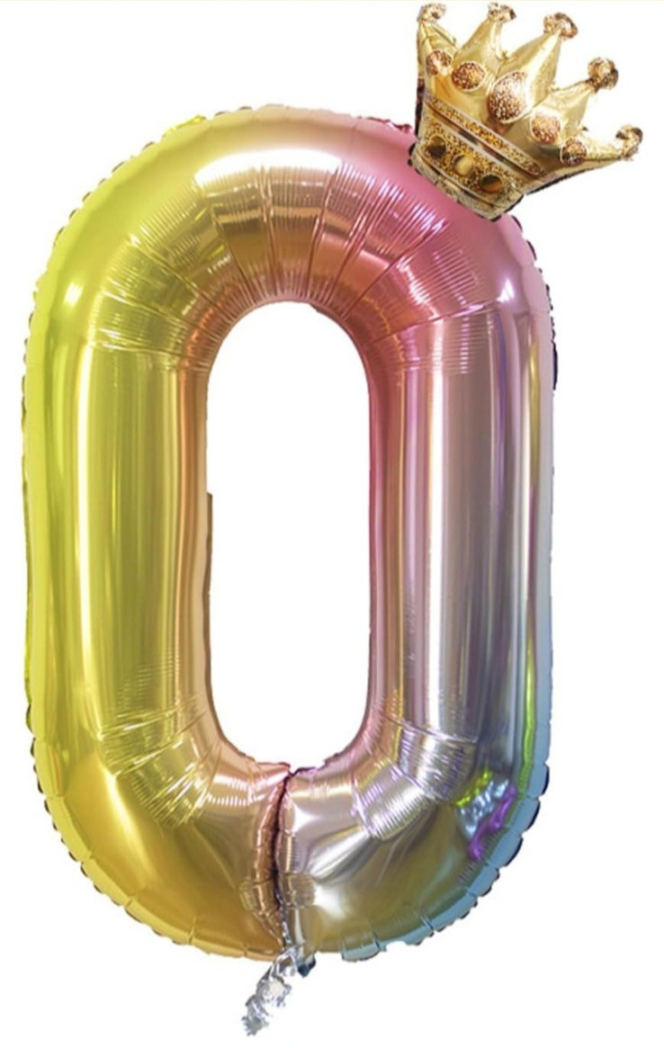 32" Gradient Digital #0 Crown Helium Balloon Birthday Wedding Anniversary Party gallery