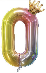 32″ Gradient Digital #0 Crown Helium Balloon Birthday Wedding Anniversary Party