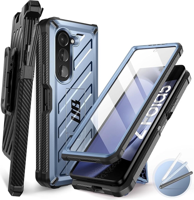 For Galaxy Z Fold 5 5G SUPCASE Belt Clip with S Pen Holder Case Shockproof Cover