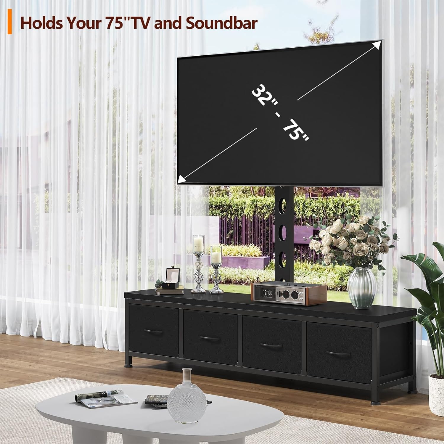 TV Stand W/ Mount & 4 Drawers Entertainment Center up to 75 in TV Media Console gallery