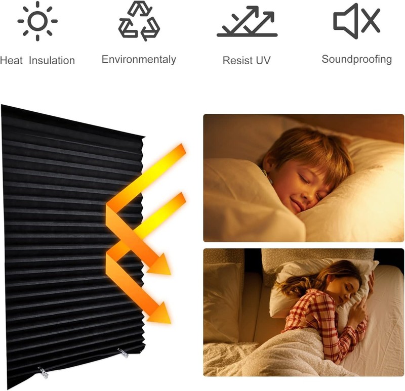 Pleated Window Blinds,Temporary Window Shades Cordless Light Filtering Pleated gallery