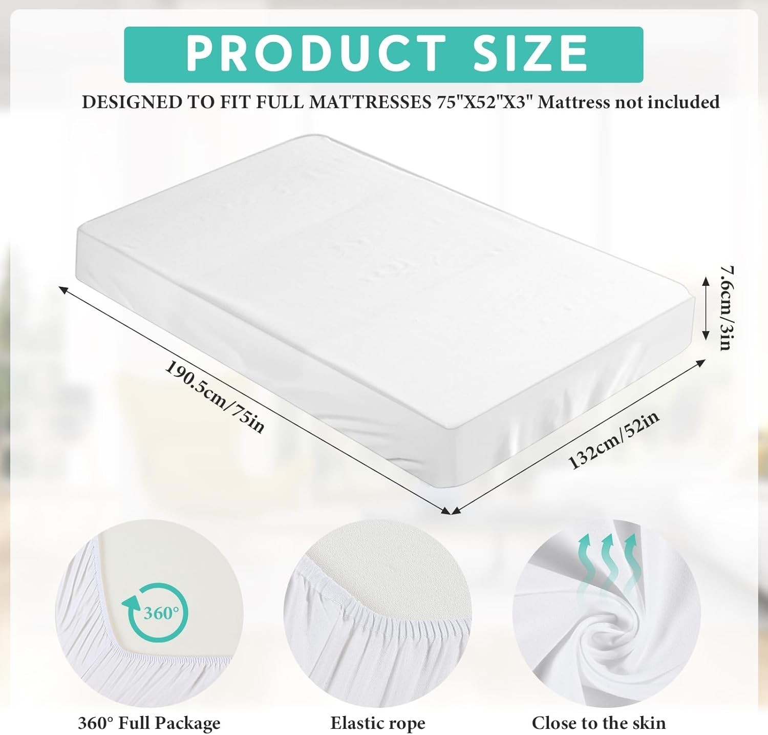 Revitalize Sleep: 3-Inch Memory Foam Mattress Topper Cover, Full Size 75x52-Inch gallery