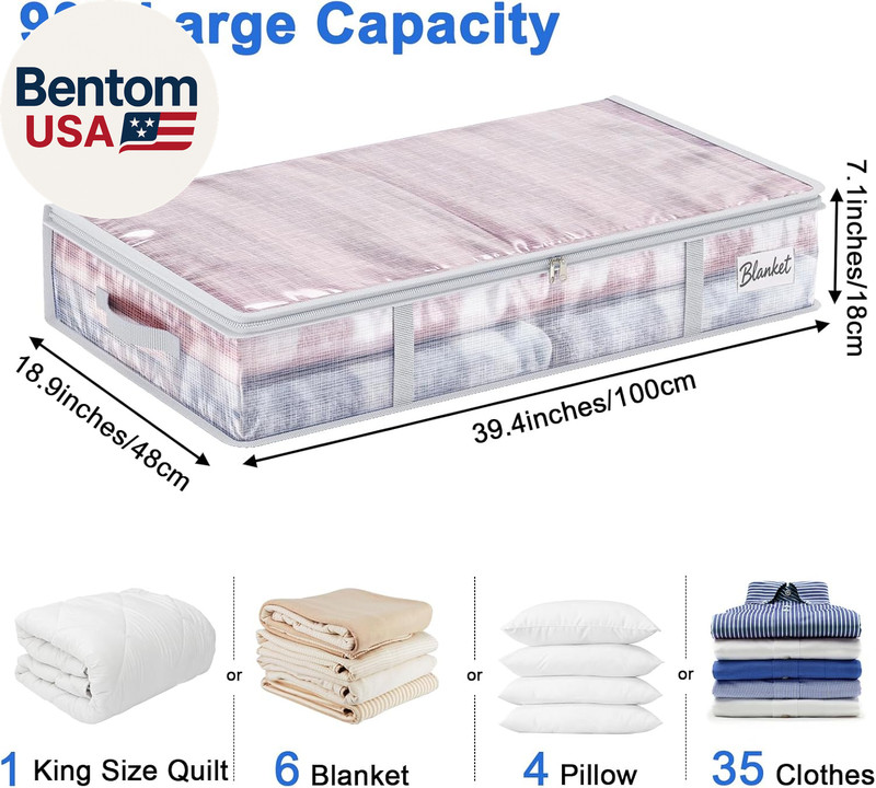 4Pcs 90L under Bed Storage Containers Bins Clear Closet Underbed Organizers and gallery