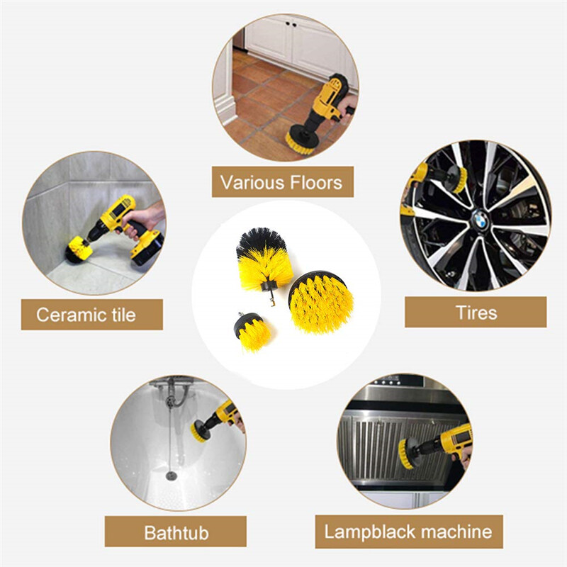 3 PCS Drill Brushes Set Tile Grout Power Scrubber Cleaner Spin Tub Shower Wall gallery