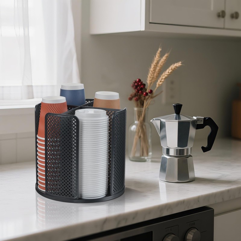 Cup and Lid Organizer, 360° Rotatable Coffee Cup Holder for Disposable Plasti... gallery