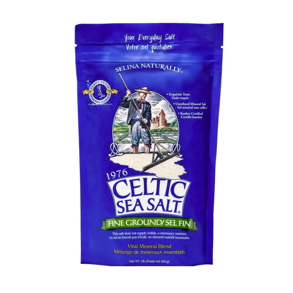 Fine Ground Celtic Sea Salt – 16 Ounce (Pack of 1) Resealable Bag of Nutritious