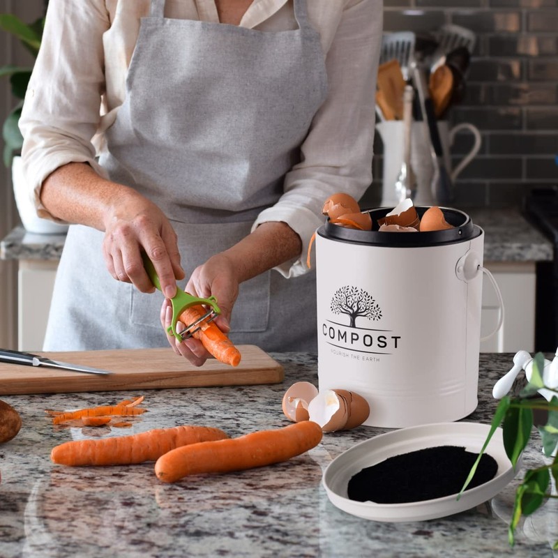 Kitchen Compost Bin, 1.3 Gallon Countertop Compost Bin with Lid, Indoor Compo... gallery