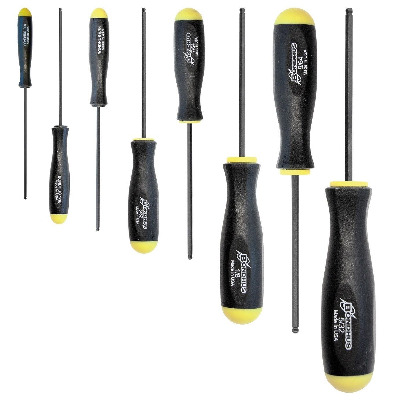 Bondhus 8pc Ball End Hex Screwdriver Set 10632 SAE Standard Inch MADE IN USA gallery