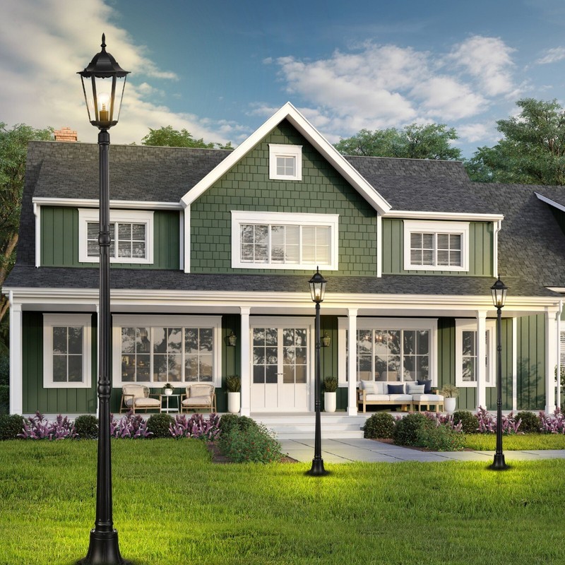 84" Black Adjustable Outdoor Lamp Post Light-Hardwired,Weatherproof,Yard,Garden gallery