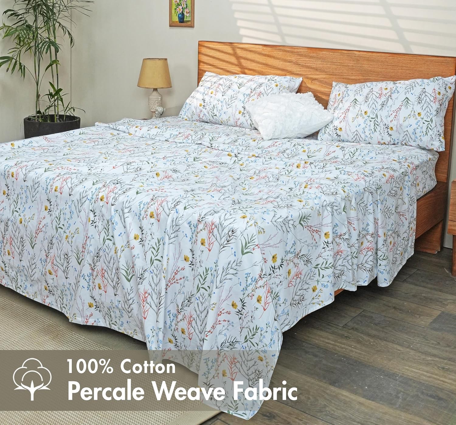 100% Cotton Percale Sheets Split King Size Cooling Bed Sheets Crisp Cotton Bed gallery