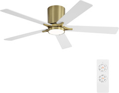 WINGBO 48″ DC Flush Mount Ceiling Fan with Lights, 6-Speed Reversible DC Motor,