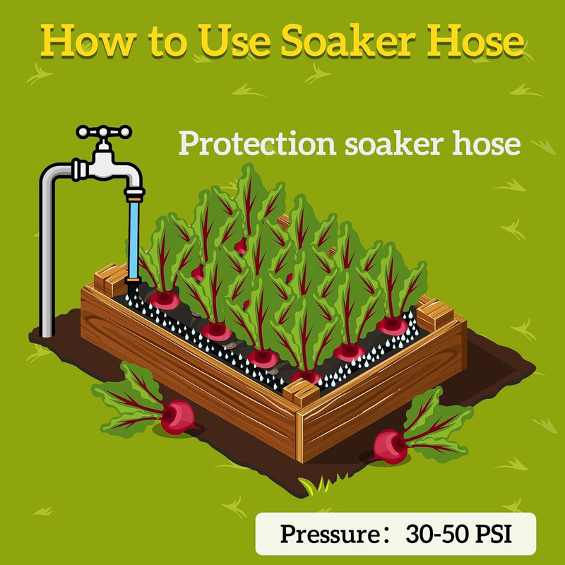 Flat Soaker Hose 1/2" X 75 Ft with Stake for Garden Beds Drip Hoses Irrigation S gallery