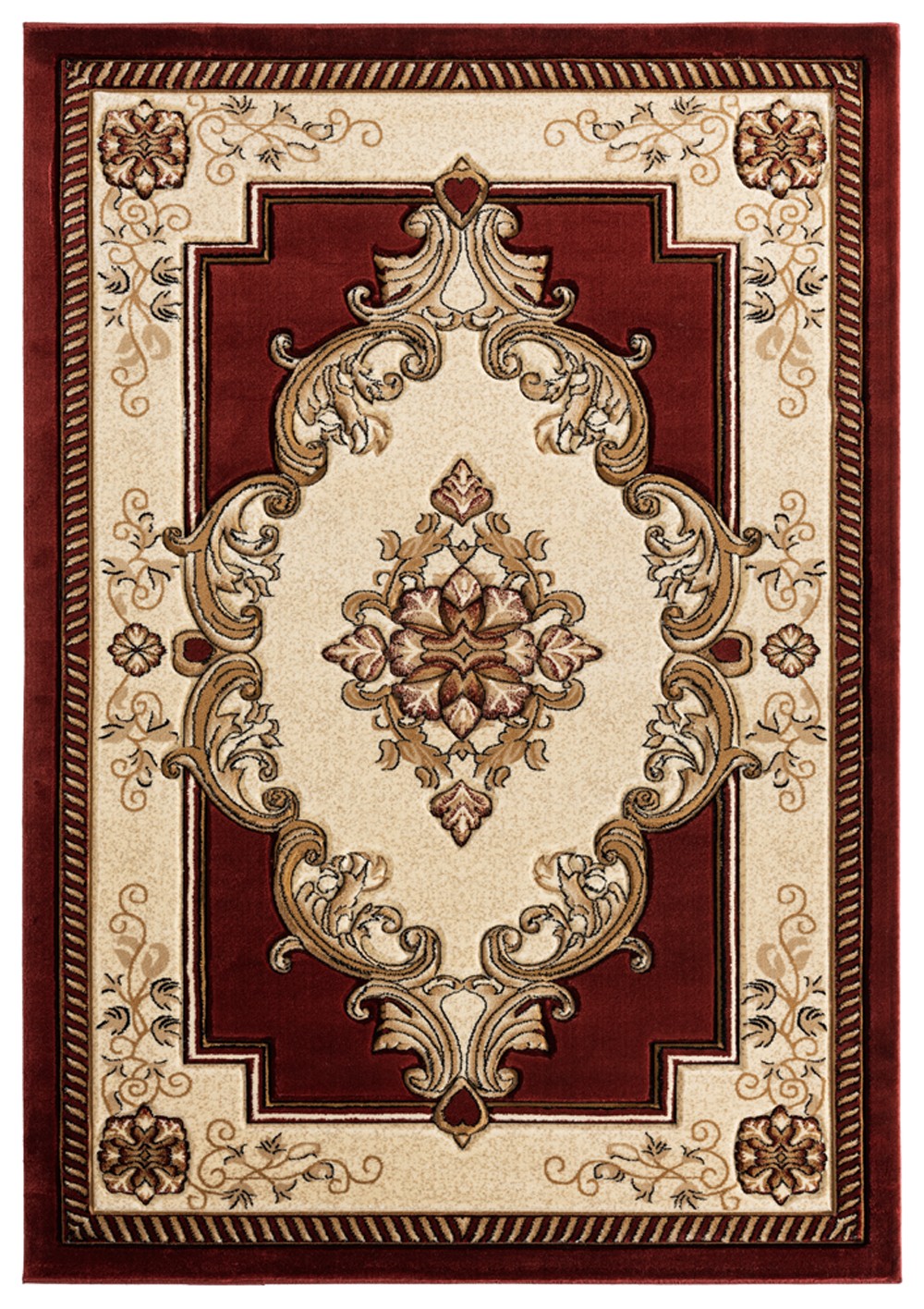 Red Bordered Olefin;Polypropylene Curls Petals Bulbs 2050 10534 - Aprx 2'7"x7'4" gallery