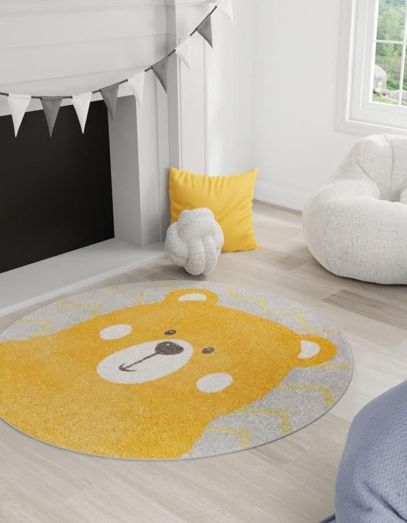 Whimsy Round Area Rug 7' 10" - Yellow & Gray for Stylish Spaces gallery